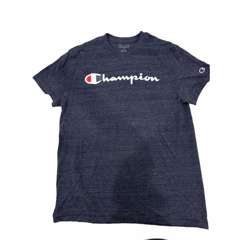 Champion Navy Heather Logo Printed Graphic Short Sleeve T-shirt Size Medium